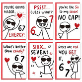 36 Pcs Funny Valentine’S Day Cards For Classroom Kids Tween, 6 7 Slang Valentines Card, Stick Figure Teen Slang Valentines Cards With Envelopes & Stickers