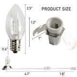 4 Pack 6 Ft Accessory Cord With Incandescent Light Bulb E12 Socket White Cord With On/Off Switch Plug, C7 Candelabra Lig