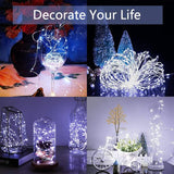 2 Pack Battery Operated Fairy Lights 16.4FT 50 LED Cool White Silver Wire String Lights with Remote Control Twinkle Lights for Christmas Party Garden Home Decoration