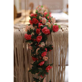 5Pcs 41Ft Flower Garland Fake Rose Vine Artificial Flowers Hanging Rose Ivy Hanging Baskets Wedding Arch Garden Background Decor (Pink, 5)