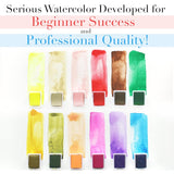 Professional Watercolor Paint Set By Kristy Rice | 12 Unique Water Colors In Inspirational Watercolor Tin W/Removable Tray | Travel Watercolor Set | Paint Palette With Lid