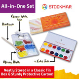 STOCKMAR Opaque Color Box - Set of 12 paints, Includes Opaque White Paint Tube, Brush, and Palette- Waldorf Art Supplies