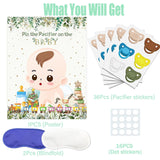 Pin The Pacifier On The Baby Game Sage Large Baby Poster Games For Baby Shower Party Birthday Party Decorations Supplies - 36 Pacifier Stickers 2 Blindfold