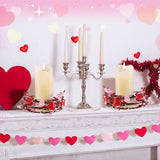 Valentine Candle Rings - 4.3 Inches Valentines Decor Candle Wreaths With Love Hearts, Valentines Table Centerpieces For Party Wedding Windows Tabletop Decoration, 4Pcs