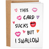 Funny Valentines Day Card For Him Her - Naughty Card - Hilarious Anniversary Card For Husband - Inappropriate Valentine'S Day Card For Men Women - This Card Sucks Birthday Card