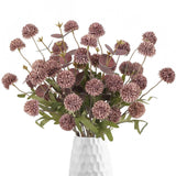 Faux Silk Pompom Mum Artificial Flowers,8 Stems Purple Fake Kiku Flower With 3 Branches Real Touch Eucalyptus Stems For Wedding Bouquet Home Party Floral Arrangements(Purple)