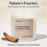 Sandalwood White Musk Scented Candle, 12Oz Natural Soy Wax, 2 Wick Aromatherapy Candles For Home, 70Hours Burn Time, Non Toxic, Clean Burn, Gifts For Women, Yoga, Stress Relief, Relaxation