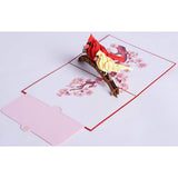 3D Popup Card Of Cardinal Bird Couple, Paper Art & Handicraft, Greeting Card, Birthday, Anniversary, Christmas, Mothers Day, Fathers Day Card, Handmade Gift For Mom, Dad, Wife, Husband