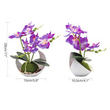 Artificial Orchid Flower, Purple Faux Phalaenopsis Flower Arrangement With Vase, Potted Plant Bonsai For Wedding Party Office Table Centerpiece Bathroom Home Decoration