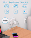 15FT Surge Protector Power Strip with 8 Outlets 4 USB Ports 2 USB C Flat Plug Extension Cord
