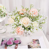 36 Pcs Artificial Baby'S Breath Flowers, 21 Inches Tall, Arranged In A White Silk Bouquet. Delicate And Petite, Perfect For Weddings, Home Décor, And Floral Arrangements.