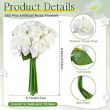 360 Pcs 30 Bouquets Artificial Roses Flowers Bulk Fake Roses Flower Bouquets Realistic Silk Faux Rose With Stems For Wedding Home Table Party Decorations(White)