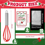 6 Sets 10 Inch Christmas Whisk Baking Gifts Sets Includes Stainless Steel Whisk Greeting Cards Ribbon And Plastic Bags For Neighbor Family Cooking Supplies Christmas Stocking Stuffers Ideas