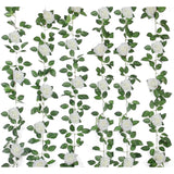 6Pcs Artificial Rose Vine 50Ft Silk Flowers Garland White Rose Fake Hanging Ivy Vine For Wedding Arch Table Centerpiece Home Table Wall Decor