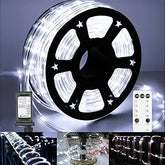 100FT Cool White LED Rope Lights 720 LED Waterproof Outdoor String Lights with Remote 8 Modes
