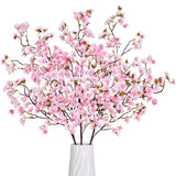 3 Pcs Artificial Cherry Blossom Branches, 39.4 Inchs Pink Silk Long Stem Artificial Flowers For Tall Vase, Faux Cherry Blossom Stems For Wedding, Party, Spring Indoor Home Decor
