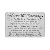 30Th Birthday Card For Grandson - Grandson 30Th Birthday Card - Birthday Gifts For 30 Year Old Grandsons Turning 30 - Personalized Metal Engraved Wallet Cards