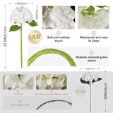 3 Pcs Real Touch Hydrangea Artificial Flowers 22.5" Lifelike Latex White Hydrangeas Fake Hydrangeas For Home Decor Party Wedding Bouquets Table Centerpieces Floral Arrangements Indoor Outdoor Decor