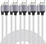 6 Pack MFi Certified Lightning Charging Cable Set 3FT 6FT 10FT Nylon Braided Fast Charger for iPhone iPad