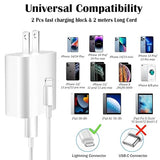 2 Pack iPhone Fast Charger with 6FT USB C to Lightning Cable 20W Type C Wall Charger Block for iPhone 14 13 12 11 XR XS SE iPad AirPods