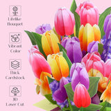 Paper Flower Bouquet Pop Up Cards, Tulip 3D Popup Birthday Cards, Greeting Cards, Easter Cards, Get Well Soon Cards Gifts For Women Wife Mom Friends Female
