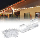 40Pcs Uv-Resistant Hooks For Outdoor String Lights Clips, Heavy Duty Cable Clips With Waterproof Adhesive Strips For Hanging Halloween & Christmas Lights,Clear Sticky Cord Holders Rope Organizer(L)