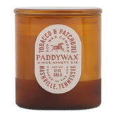 Paddywax Vista Scented Candle with Lid in Reusable Tonal Glass Jar, Clean-Burn 2-Wick Soy Candle with Approx. 84 Hour Burn Time, Decorative Gift Candles for Home, Tobacco & Patchouli, 12 oz