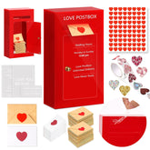 Romantic Love Postbox Acrylic Diy Red Love Notes Box With 50 Blank Love Notes With Envelopes & Cute Glitter Heart Stickers Roll I Love You Gift For Her Long Distance Couple Valentine'S Day Anniversary