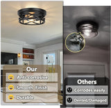 2 Pack Farmhouse Black Ceiling Lights Adjustable Metal Cage Flush Mount Fixtures