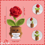 Handmade Positive Flower Crochet, Inspirational Gift For Women Men, Emotional Support Crochet Flower With Positive Card For Valentine'S Day, Teacher, Boss, Mom, Friends, Office Decor Home Decor (Rose)