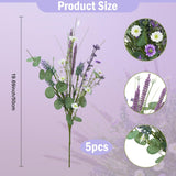 19.6" Fake Lavender Flowers Artificial Purple 5Pcs Faux Florals Plastic Flowers With Daisies Bulk Bush Spring Summer For Garden Porch Table Centerpieces Home Kitchen Wedding Decorations