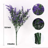 Artificial Greenery Lavender Fake Shrubs Flowers 8 Bundles Uv Resistant Hanging Planter Flora Fence Indoor Outside Decor Wedding Table Flowers Arrangement Bouquet Filler (Purple)