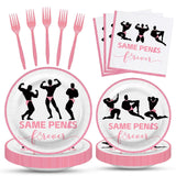 100 Pcs Bachelorette Tableware Party Supplies Set, Serves 25 – Disposable Pink Paper Plates, Napkins, and Forks for Bridal Shower, Hen Party, Engagement, Girls Night, Valentine’s Day Decorations