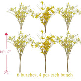 16" 24Pcs Spring Summer Fall Artificial Silk Wild Flowers Blooming Bouquets For Crafts Or Vase - Rustic Farmhouse Wedding And Home Flowers Decor (Yellow)