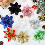 White Christmas Ornaments - 12Pcs Poinsettias Artificial Flowers,White Ornaments For Christmas Tree Decorations,Glitter Poinsettia Decorations Xmas Flower Picks