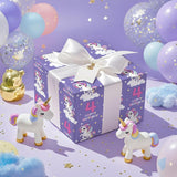 Unicorn Birthday Wrapping Paper Roll For Girls, Mini Roll, Dreamy Purple Unicorn And Number 4 Gift Wrap Paper For 4Th Birthday Party, Theme Party, 17 Inches X 16.4 Feet