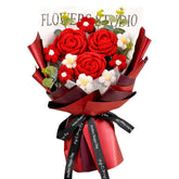 Crochet Flowers Bouquet, Crochet Roses Knitted Flower Bouquet For Valentine'S Day, Mother'S Day, For Girlfriend, Wife, Lover, Mom, Red