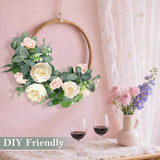 2 Pack 13Ft Artificial Eucalyptus Flower Garland With 16 White Peony Pink Rose, Baby Breath Fake Flowers Greenery Garland Floral Vine For Mantle Wedding Table Runner Centerpiece Backdrop Home Decor
