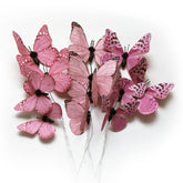 12 Pack Butterfly Decorations, Diy 3D Butterfly Stakes Decor, 2 Sizes Of Butterfly Ornament For Home Fake Flower Floral Supplies Tea Party Wedding Easter Christmas Spring Fall. (Light Rose Red 1)