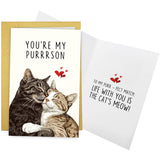 Cute Cat Valentines Day Card, Funny Valentines Day Card For Cat Lover, Lovely Anniversary Cards For Man Woman, You'Re My Purrrson