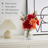 Fake Flowers With Vase, Faux Flowers In Vase, Red Silk Tassel Flower Artificial Flowers Bulk Arrangements For Home Decor For Living Room Bathroom Office Table Centerpiece Shelf Decoration