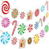 Christmas Party Banners Christmas Peppermint Candy Decorations 3Pcs Candyland Lollipop Cutout Banners Colorful Xmas Candy Cane Decor For Merry Xmas Holiday Party Supplies