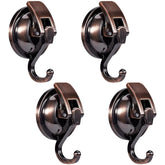 Suction Cup Hooks For Shower, Bathroom, Kitchen, Glass Door, Mirror, Tile – Loofah, Towel, Coat, Bath Robe Hook Holder For Hanging – Waterproof Wreath Hanger (4 Pack, Red Bronze)