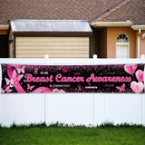 Breast Cancer Awareness Banner Backdrop October Breast Cancer Month Decorations Black Ribbon Party Banner Butterfly Love Hope Faith Strength Party Charity Activities Fundraising 98.4x19.6inch