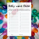 Baby Shower Word Chain Trivia Game Cards - 30 Players Snow Rose, Minimalist Party Game, Instant Fun With Answer Keys, Family & Friend Activity, 5X7 Inch (Word Chain)