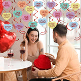 72 Pcs Valentine'S Day Hanging Swirls Decorations Be Mine Love Conversation Valentine Party Decoration Ceiling Decorations Foil Swirls For Home Office Party Favors Supplies
