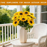 28Pcs Sunflowers Artificial Flowers For Outdoors Spring Decor, 4 Pack Fake Flowers Silk Faux Sunflower Bouquet Arrangement For Vase Wedding Table Home Cemetery Flower Summer Decor Outdoor