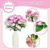 12 Bundles Peonies Artificial Flowers Fake Peony Bouquet Faux Peonies Flowers Bulk With Stems Flower Balls For Centerpiece Table Decorations Wedding Bridal Floral Arrangement (Purple Pink)
