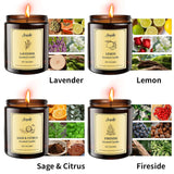4 Pack 28Oz Scented Candles, Soy Wax Jar Candles, Lemon, Lavender, Sage & Citrus, Fireside, Scented Candles For Home, Fall Candles For Women, Men, Candle Gift Set