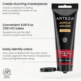 Acrylic Paint Set Of 14 Colors, 4.06 Ounce Tubes, Non- Acrylic Artist Paints. Art Supplies For Painting